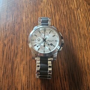 Kenneth Cole Silver Tone Steel and Black Men's Quartz Chronograph Fashion Watch